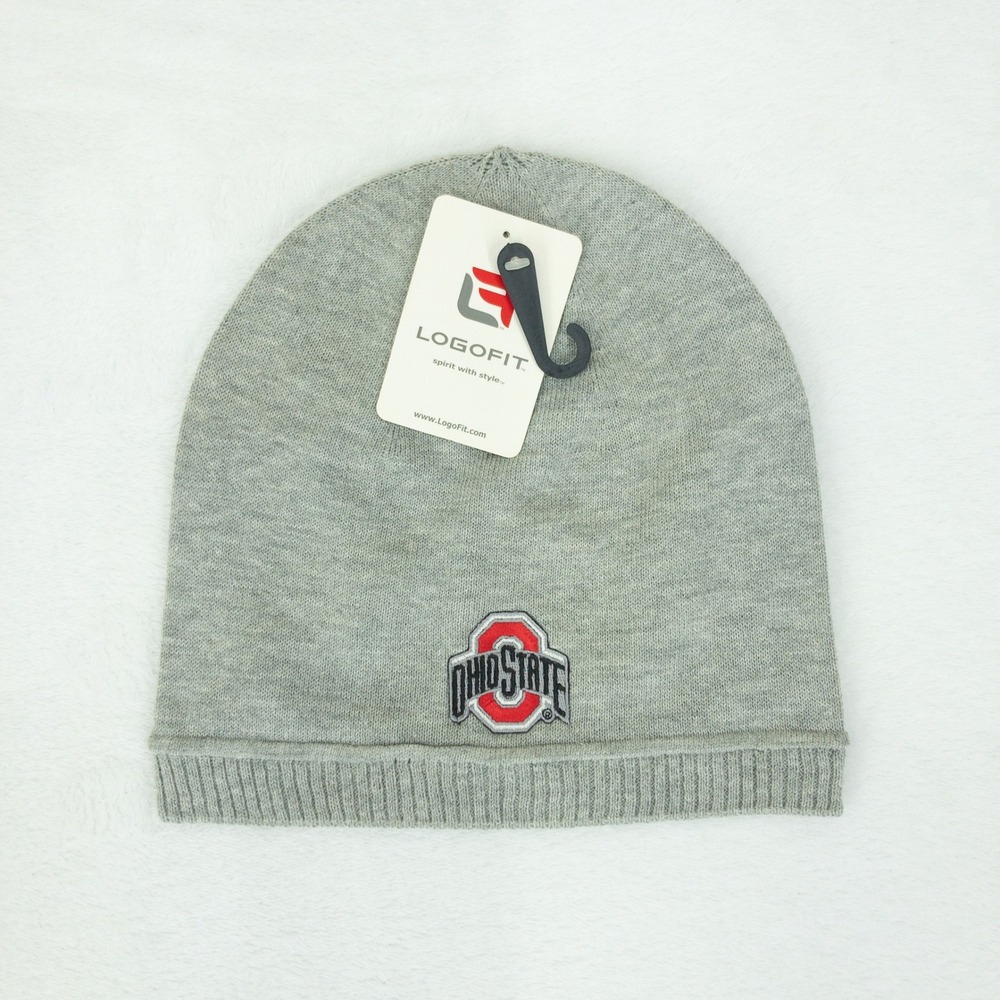 LogoFit Ohio State Beanie Mens One Size Gray 100 Cotton Embroidered Knit Hat New - Picture 3 of 12